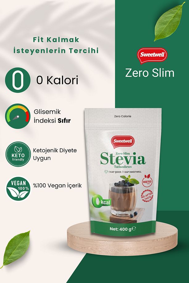 Zero Slim Stevia & Eritritol Tatlandırıcı 400 Gr x 3 Adet Şekersiz, 0 Kalori, Keto ve Vegan Uyumlu - 5