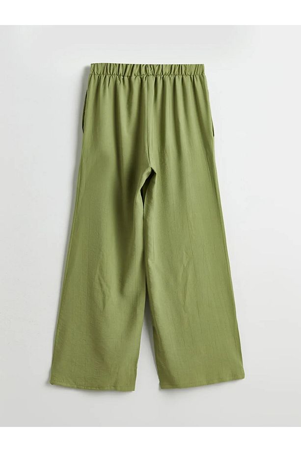 LCWAIKIKI Classic Yeşil Beli Lastikli Geniş Paça Kadın Pantolon - 4