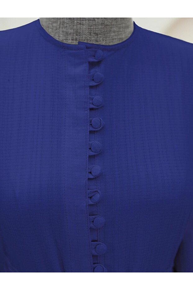 Half Button Piece Belt Dress - 3