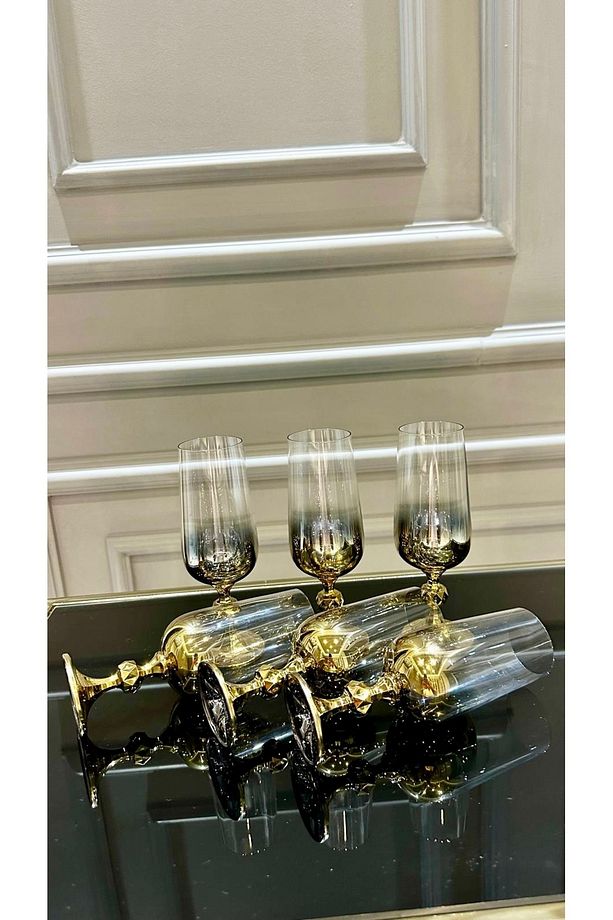 Bohemia Kristal Titanyum Gold 6 Adet Kahve Yanı Su Bardağı - 3