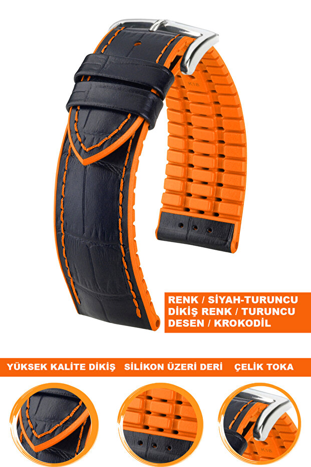 22mm Fossil-Welder-Casio-Seiko-Omega-Armani Watch Compatible Leather Silicone Watch Band Strap Ds22Mm