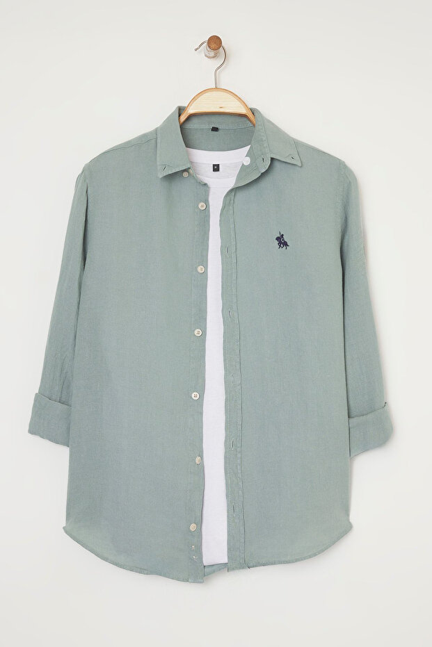 Mint %100 Keten Regular Fit Gömlek TMNSS25GO00057 - 5