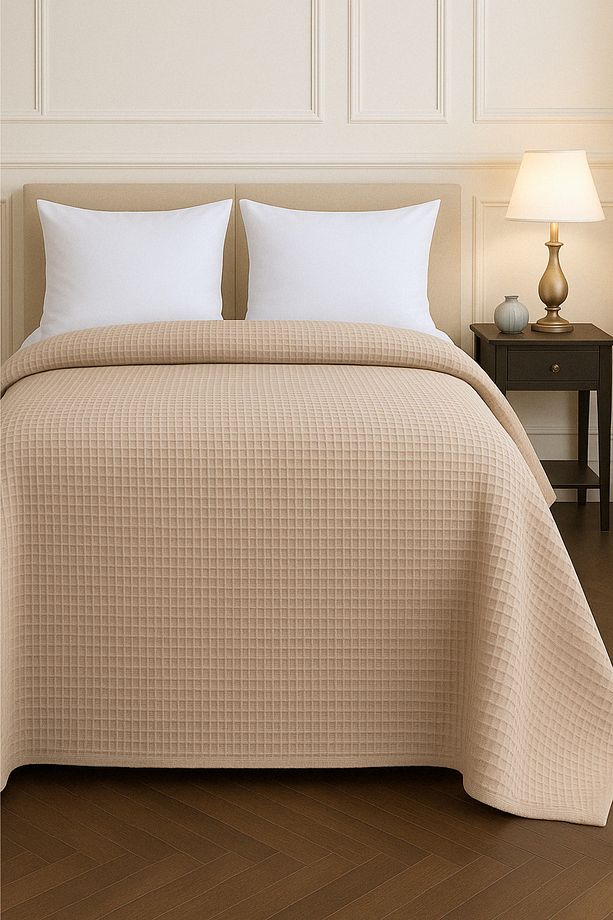 Renkli Gofret Desen Tek Kişilik Pike Yatak Örtüsü Otel Pike 160x230 cm - 1