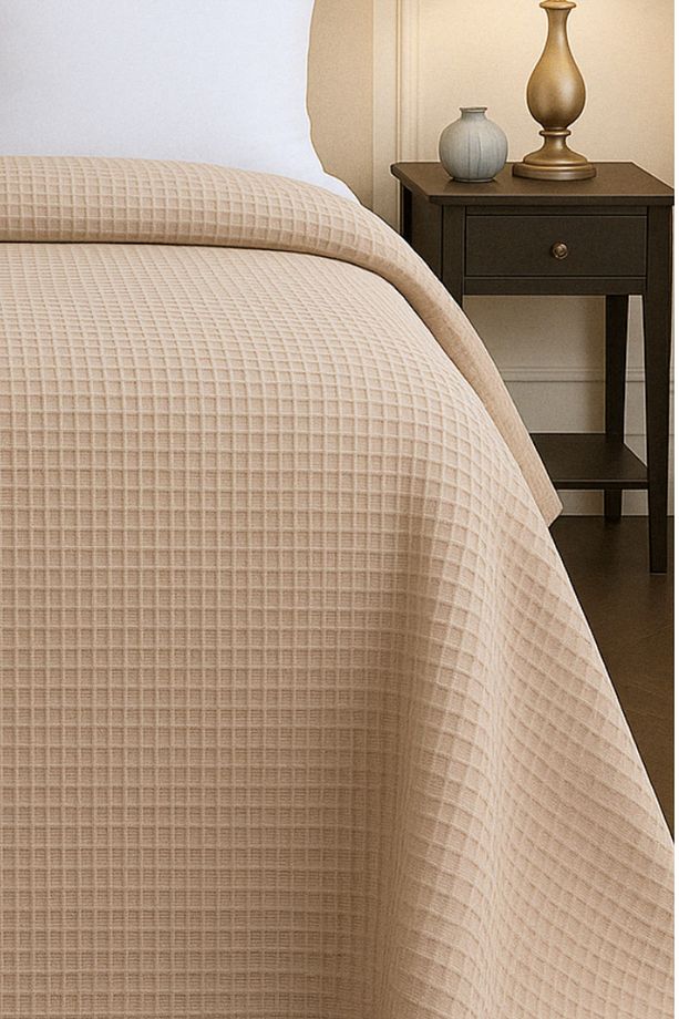 Renkli Gofret Desen Tek Kişilik Pike Yatak Örtüsü Otel Pike 160x230 cm - 2