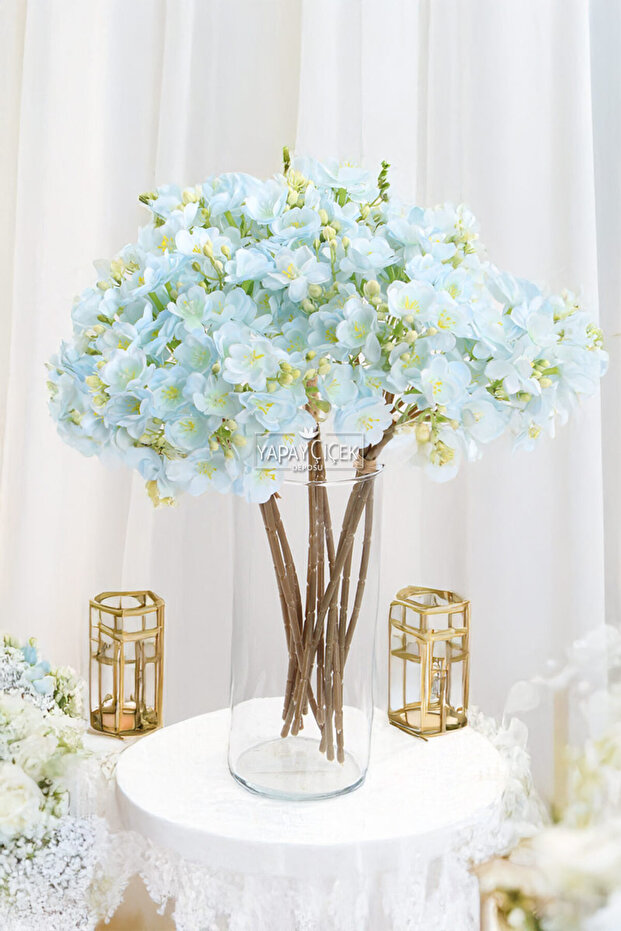 Luxurious Garnished Jasmine Flower Bouquet 4 Branches 40 cm Blue