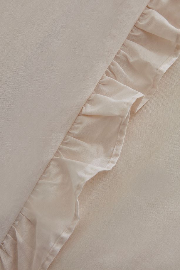 Pure Ruffle %100 Pamuk Tek Kişilik Nevresim Takımı Ekru - 5