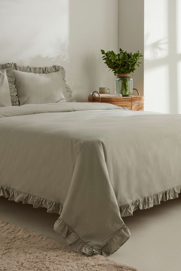 Pure Ruffle %100 Pamuk Tek Kişilik Nevresim Takımı Adaçayı - 6