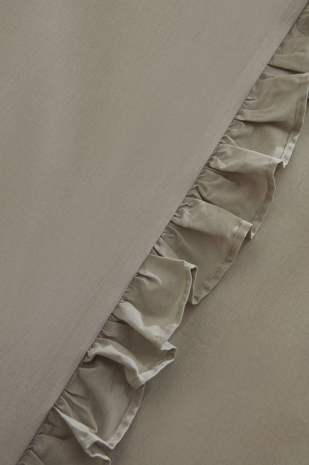 Pure Ruffle %100 Pamuk Tek Kişilik Nevresim Takımı Adaçayı - 5