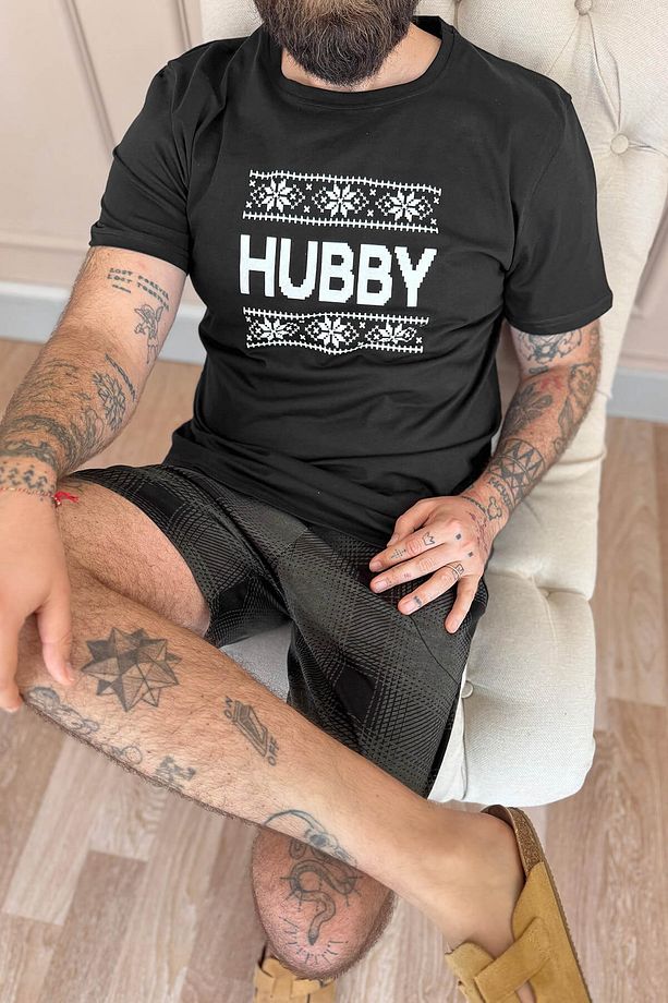Siyah Hubby Şortlu Sevgili Aile Pijaması - Erkek Takımı - 4