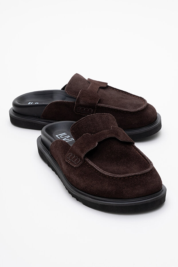 Dámské pantofle LAVEN Brown Suede z pravé kůže - 1