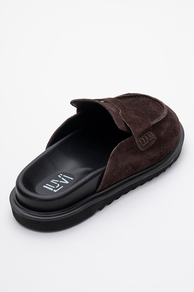 Dámské pantofle LAVEN Brown Suede z pravé kůže - 5