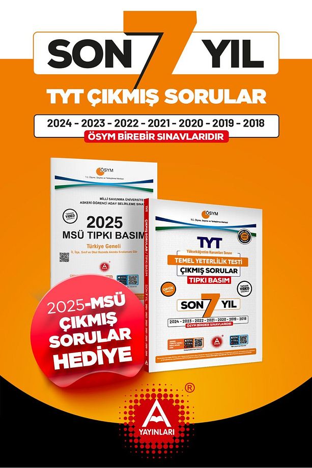 Son 7 yıl TYT Çıkmış Sorular-2024-2023-2022-2021-2020-2019-2018 Yılları MSÜ 2025 Hediyeli! - 1