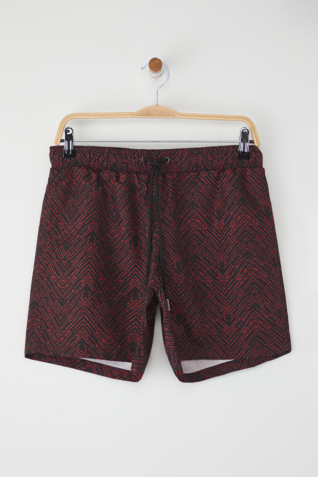 Siyah-Turuncu Standart Boy Geometrik Mayo Deniz Şortu TMNSS22DS0011 - 8
