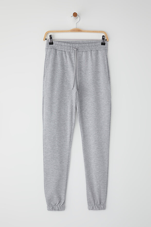 Graue Basic Jogger dünne gestrickte Jogginghose Hose TWOAW21EA0194 - 6