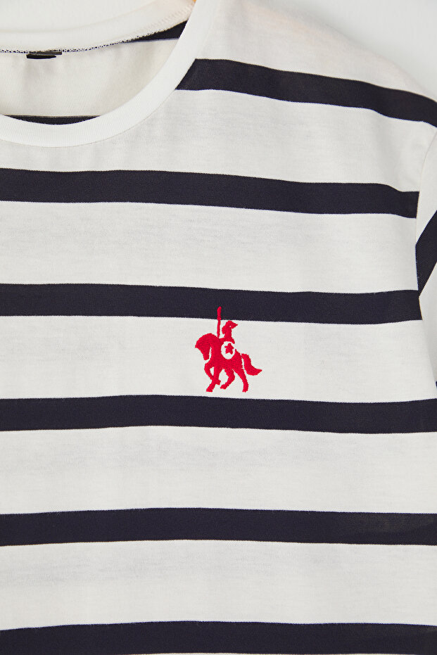 Saks Çizgili Örme T-Shirt TKDSS25TS00037 - 2