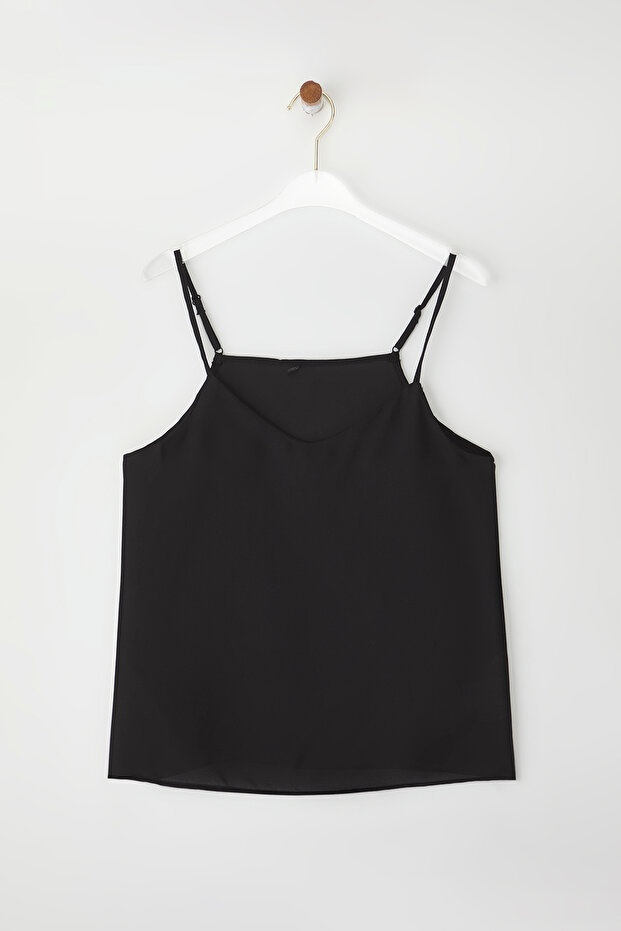 Schwarze Basic-Trägerbluse aus Webstoff TWOSS19BB0224 - 14