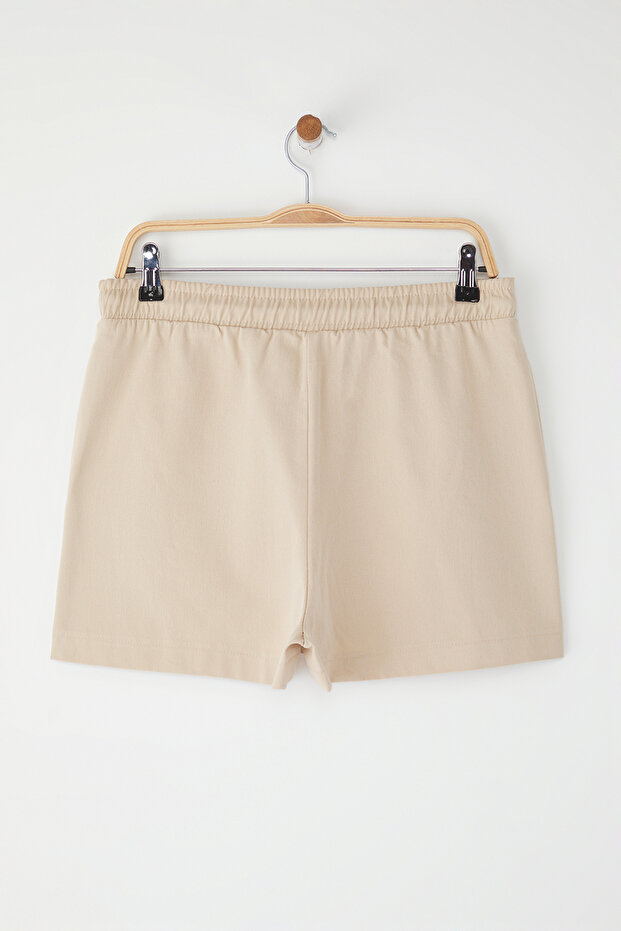 Bej Pamuklu Gabardin Mini Bağcıklı Şort & Bermuda TWOSS25SR00212 - 7