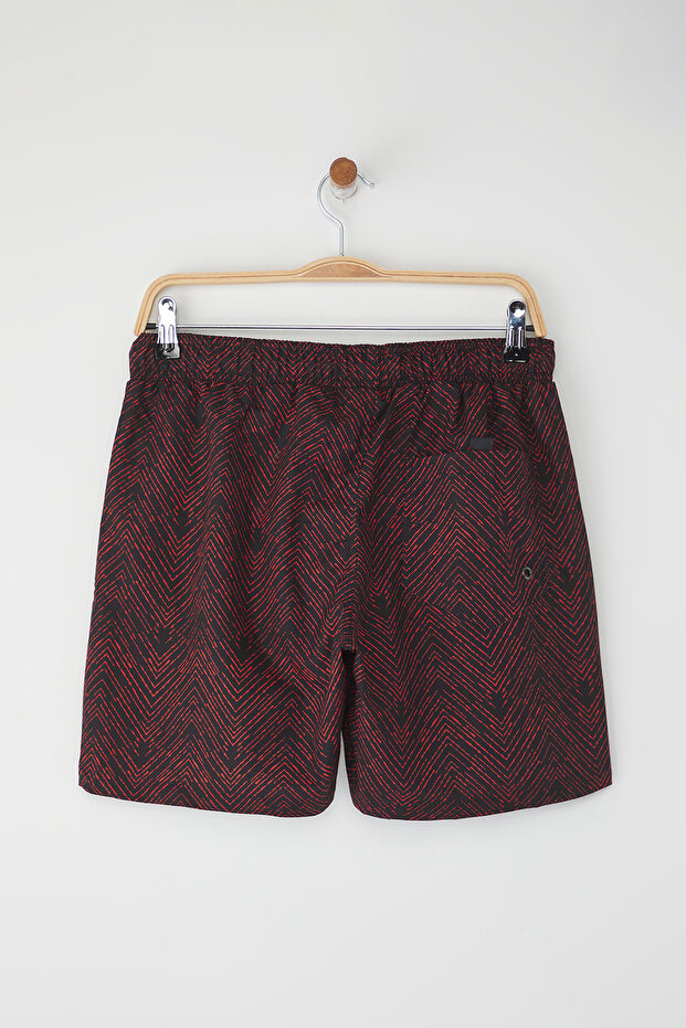 Siyah-Turuncu Standart Boy Geometrik Mayo Deniz Şortu TMNSS22DS0011 - 9