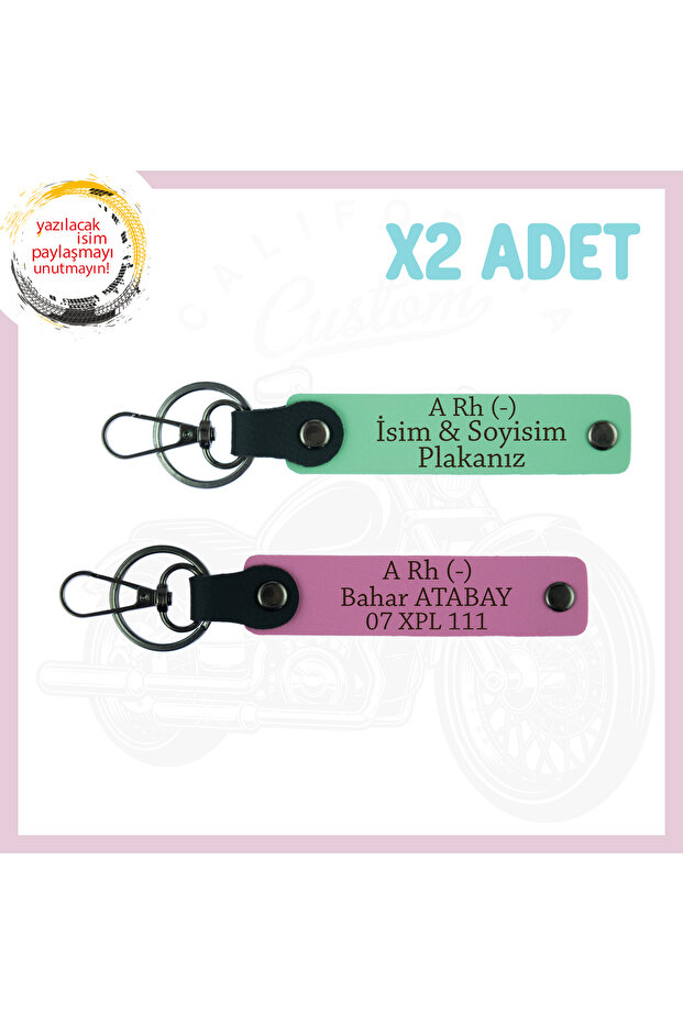 Green-Pink, Speed Sevene Special, Name Plate and a Rh (-) Blood Group Written 2-Piece Keychain Set, Gift