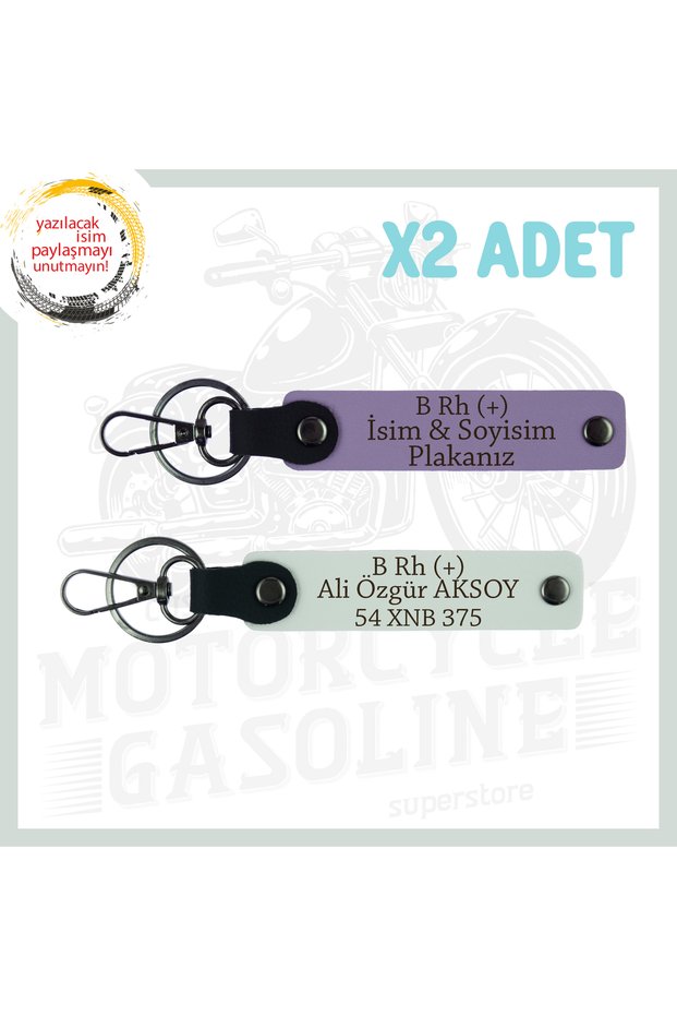 Purple Violet-White, Special Name Plate for Road Drivers and B Rh (+) Blood Group Lettering Set of 2 Keychains