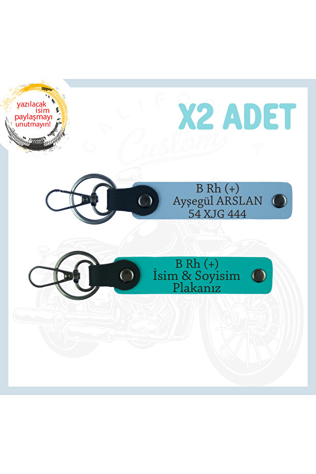 Exclusive Name Plate for All Drivers and B Rh (+) Blood Group Written 2 Keychain, Set, K Turquoise-Sky Blue