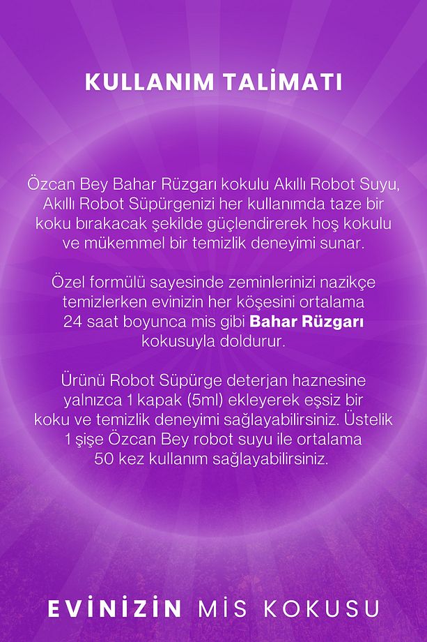 Bahar Rüzgarı Kokulu Akıllı Robot Süpürge Suyu, Mop Suyu, Yüzey Temizleyici, Robot Deterjanı 250ml - 6