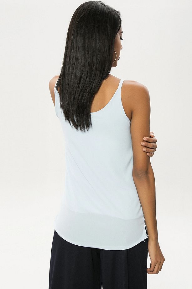 Kadın Bebe Mavisi Askılı Astarlı Krep Bluz Bcbsk-25650-2171 - 4