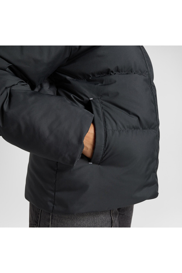 Classic Kadın Kapüşonlu Siyah Ceket - 4