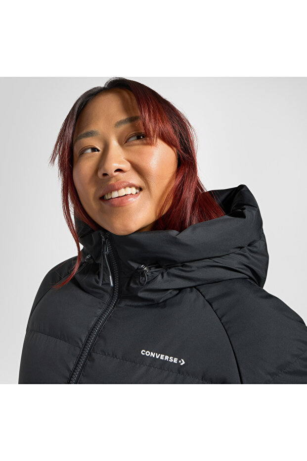 Classic Kadın Kapüşonlu Siyah Ceket - 3