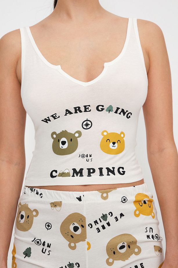 Ayıcık Baskılı Şortlu Pijama Takımı Ş102 - 3