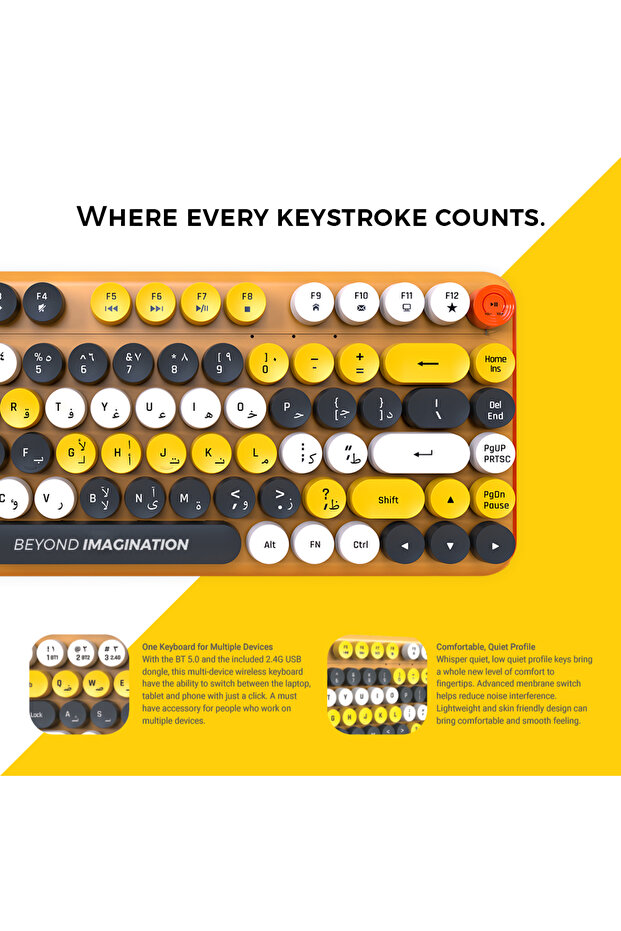 مجموعة لوحة مفاتيح لاسلكية بتقنية البلوتوث وماوس لاسلكي 2.4 جيجاهرتز - 2