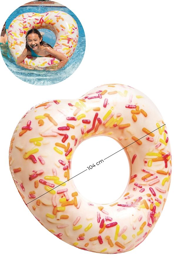 9+ Yaş Dev Kalp Şeklinde Donut Simit Gerçekçi Şişme Deniz Havuz Yetişkin Ve Çocuk Simidi - 3