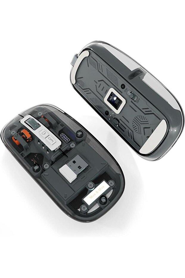 ماوس لاسلكي ماكس آند ماكس كريستال شفاف، قابل للتعديل DPI للألعاب - 1