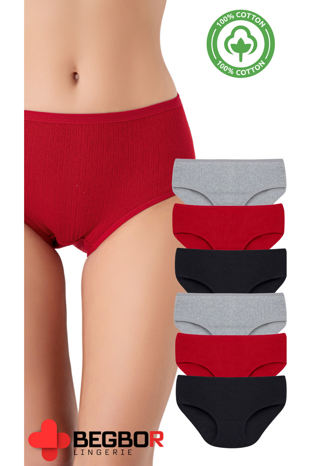 6-Piece Trophy Panty Set (Consists of Red, Black, Gray Colors)