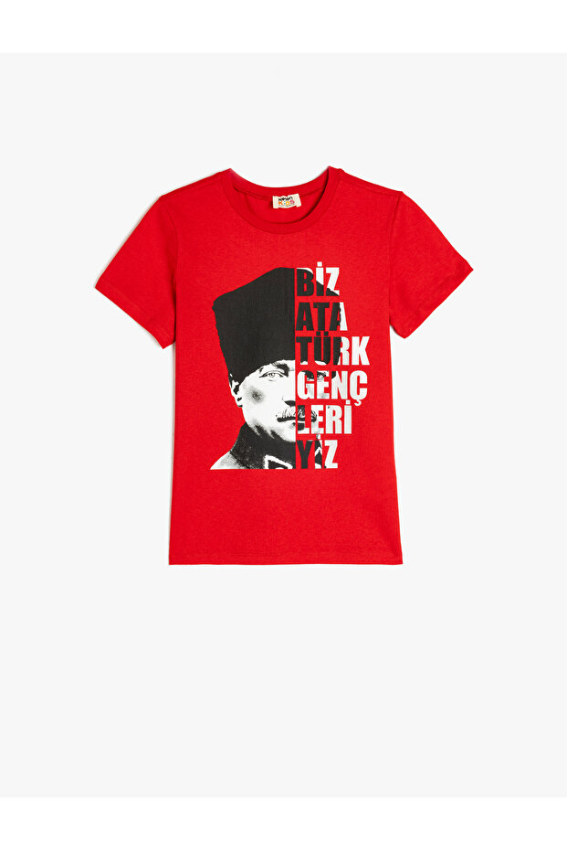 Ataturk Printed Short Sleeve Crew Neck Cotton T-Shirt