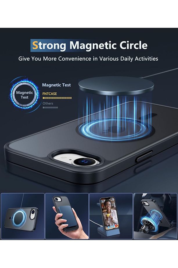 iPhone 16e Kılıf Mat Magsafe Şarj Özellikli Hassas Butonlu Yumuşak Kenarlı + Ekran Koruyucu Cam Set - 5