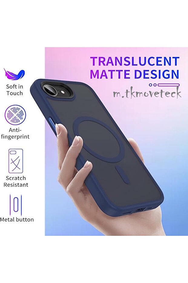 iPhone 16e Kılıf Mat Magsafe Şarj Özellikli Hassas Butonlu Yumuşak Kenarlı + Ekran Koruyucu Cam Set - 2