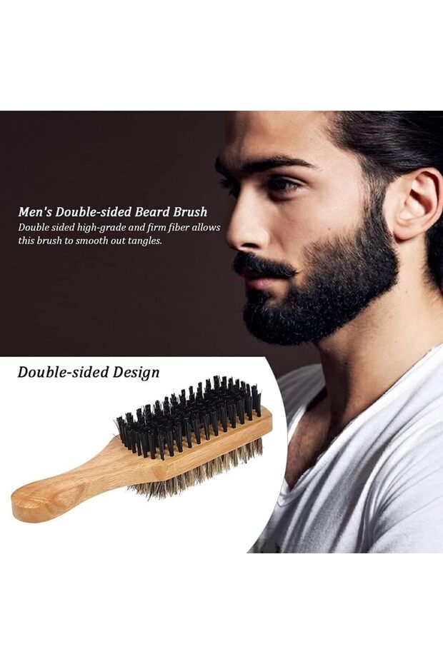 Double Sided Wooden Hairbrush-Beard -Size -Medium