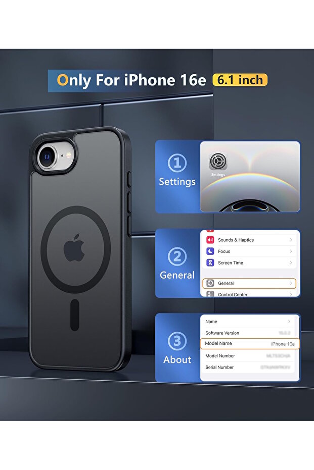 iPhone 16e Kılıf Mat Magsafe Şarj Özellikli Hassas Butonlu Yumuşak Kenarlı + Ekran Koruyucu Cam Set - 6