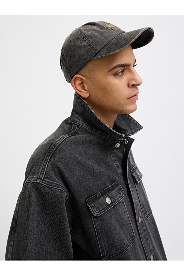 Denim Embroidered Cap - 2