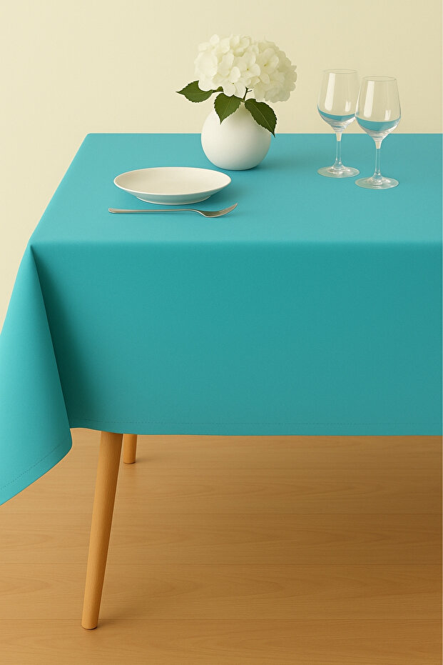Luna Series Velvet Textured Table Cloth - Turquoise