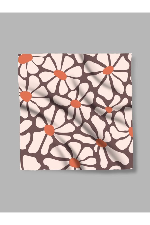Daisy Patterned Chiffon Scarf, Bandana 50x50cm