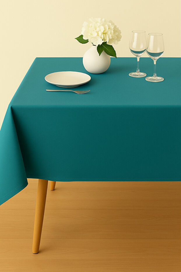 Luna Series Velvet Textured Table Cloth - Petrol