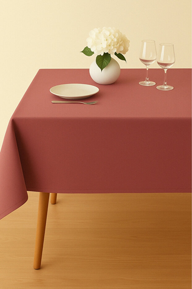 Luna Series Velvet Textured Table Cloth - Dried Rose