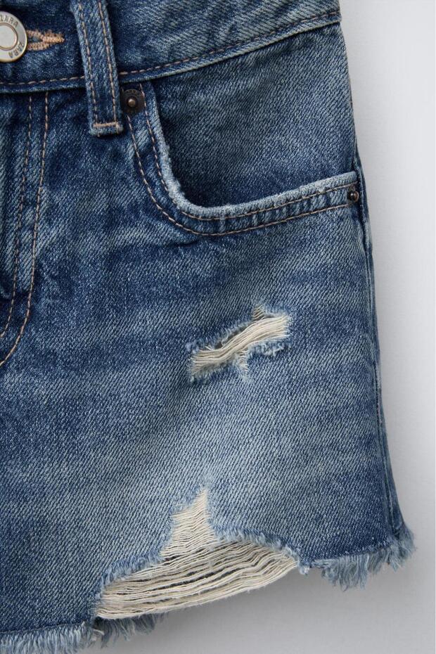 Kız Çocuk Yırtık Detaylı Kot Şort - 3
