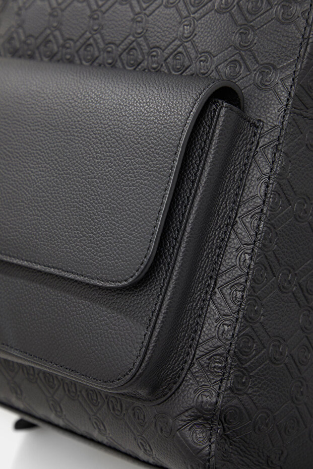 SİYAH MONOGRAM DERİ ÇANTA - 5