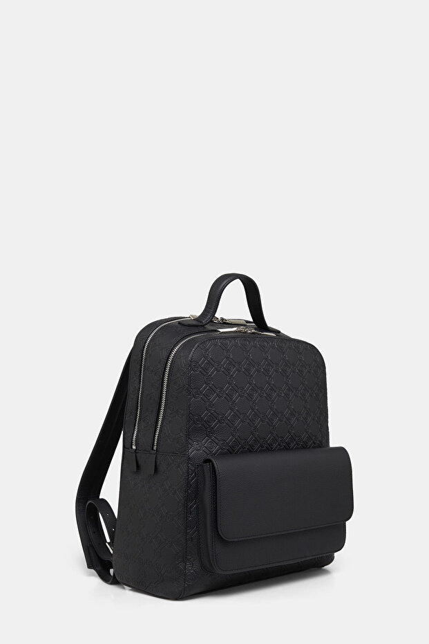 SİYAH MONOGRAM DERİ ÇANTA - 2