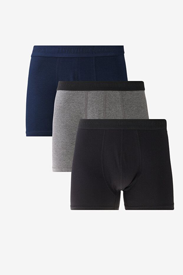 Men's Premium Cotton Black-Navy-Anthracite 3 Pack Flexible Boxers