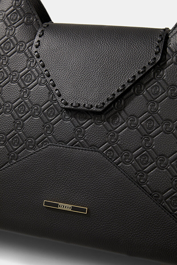 SİYAH MONOGRAM DERİ ÇANTA - 7