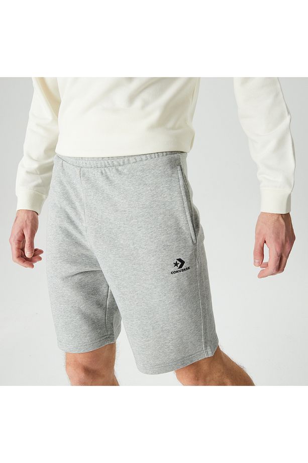 Go-to Embroidered Star Chevron Fleece Unisex Gri Şort - 4